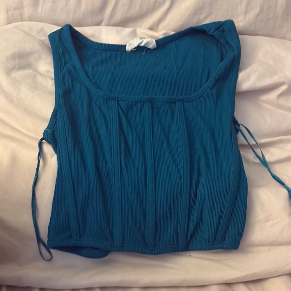Teal Ribbed Top